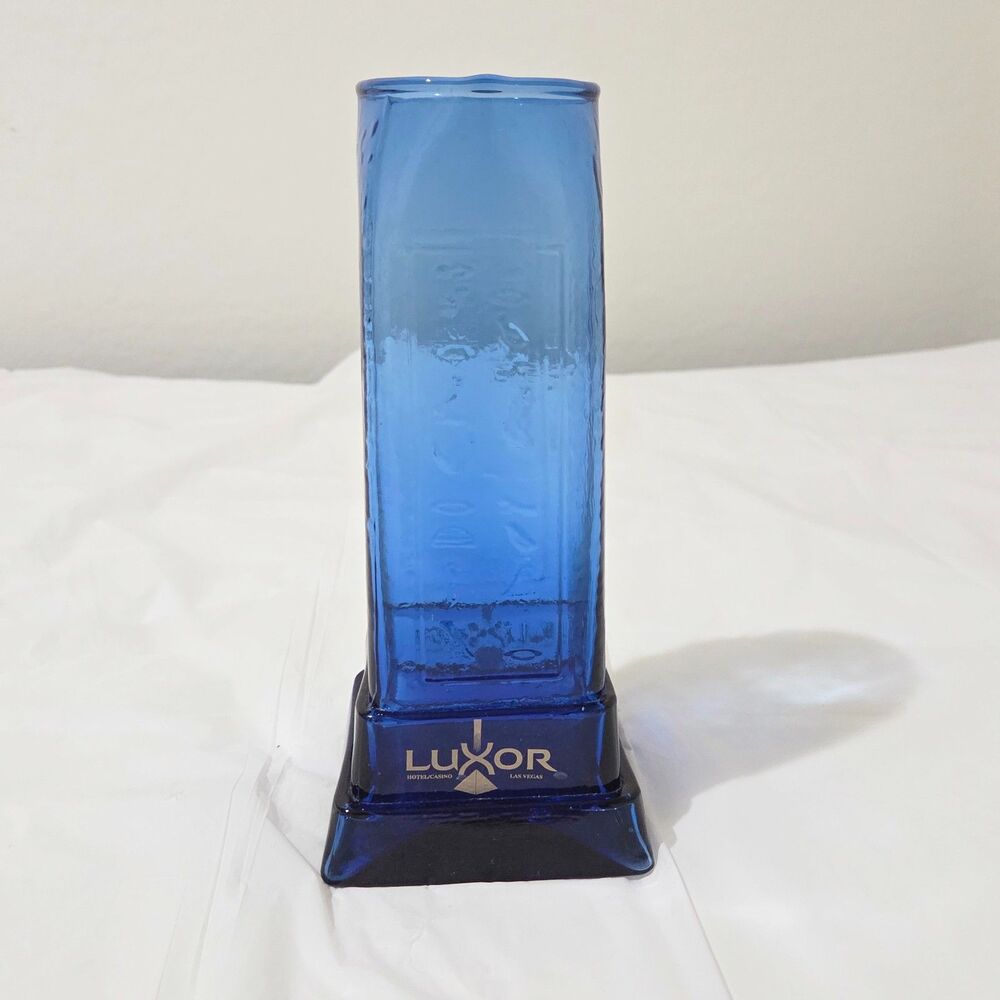 Las Vegas Luxor Cobalt Blue Egyptian Obelisk Glass Vase